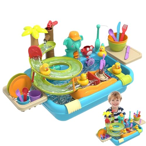 Wasserspüle für Kinder - 4 in 1 fließendes Wasserspielzeug, Spülmaschinenset, Angelset - Spüle mit Rutsche, simuliertes Spiel, , Mädchen, Wasserspüle Spielzeug mit Geschenken Wasserspüle für Kinder - 4 in 1 fließendes Wasserspielzeug, Spülmaschinenset, Angelset - Spüle mit Rutsche, simuliertes Spiel, , Mädchen, Wasserspüle Spielzeug mit Geschenken von Generic
