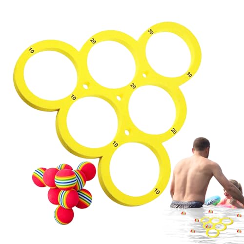 Wasserspulen-Spiel – Wassersport Eva Floating Pool Game, Pool-Spielzeug-Set – Schwimmbad-Spiele mit 10 Bällen für Erwachsene, die ein Spielzeug werfen von Generic