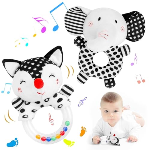 Weiche Rassel - Samt Stoff Baby Rasseln, Spielzeugrassel, Niedliche Und Farbenfrohe Tierische Teether, Eingebaute Rasseln Und BB Quietschen, Tierische Ohren Mit Raschelnpapier Für Home, Duschparty Fuc von Generic