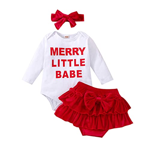 Weihnachten Bodysuit Kleinkind Baby Strampler Dreiteiliger Anzug 2 Stück Junge Mädchen Unisex Baby-Kostüm Cosplay Weihnachten Fledermaus Party Langarm Body Strampler von Generic
