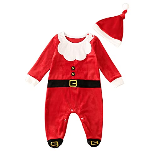 Weihnachten Kostüm Baby Kleidung Mädchen Jungen Baby Overall Winter Christmas Babykleidung Strampler + Hut von Generic