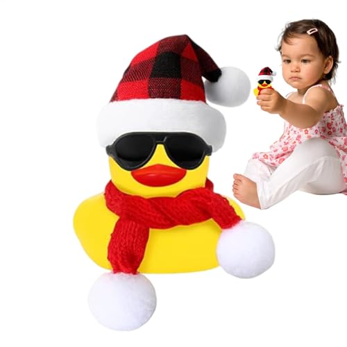 Weihnachtliche Gummiente Quietschende Badeente mit Sonnenbrille, Schals, schwimmende Gummienten, quietschend, Autoschmuck für Zuhause, Kinder, Weihnachten von Generic