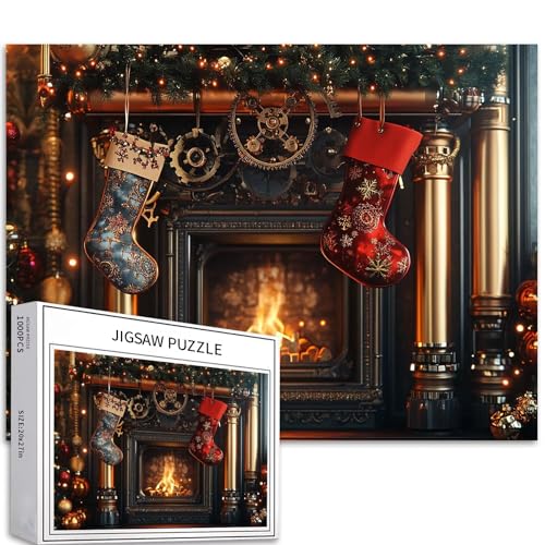 Weihnachtlicher Kamin, 1000-teiliges Puzzle für Erwachsene, magische Urlaubsatmosphäre, Kunst-Puzzle, bunte DIY-Puzzles für Heimdekoration, Geschenke, Familienpuzzle, perfekt für Spieleabende, 70 × 50 Weihnachtlicher Kamin, 1000-teiliges Puzzle für Erwachsene, magische Urlaubsatmosphäre, Kunst-Puzzle, bunte DIY-Puzzles für Heimdekoration, Geschenke, Familienpuzzle, perfekt für Spieleabende, 70 × 50 von Generic