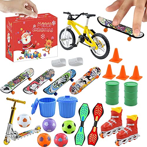 Weihnachts-Fingerspielzeug – Finger-Skateboard-Adventskalender | inklusive Finger-Skateboards, Fahrräder, Roller und Werkzeugzubehör für Partygeschenke von Generic