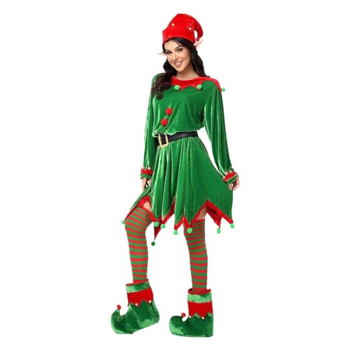 Weihnachts- -Kostüm-Set, 7-teiliges Elfenkleid – Lustiges festliches Kleid mit Schuhgürtel, Elfenohr, Elfenhut, Kleid, Strumpf für das Rollenspiel der Nata Party Weihnachts- -Kostüm-Set, 7-teiliges Elfenkleid – Lustiges festliches Kleid mit Schuhgürtel, Elfenohr, Elfenhut, Kleid, Strumpf für das Rollenspiel der Nata Party von Generic