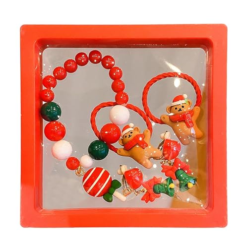 Weihnachts-Stirnband, Schmuck für kleine Mädchen, Ohrclips mit Haarreif und Armband, Weihnachtsmann und Elch für Mädchen, Weihnachtszubehör Weihnachts-Stirnband, Schmuck für kleine Mädchen, Ohrclips mit Haarreif und Armband, Weihnachtsmann und Elch für Mädchen, Weihnachtszubehör von Generic
