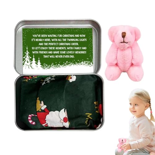 Weihnachtsbär in Dosen, Taschenbär, Plüschtier mit Karten und Steppdecken, niedlicher Teddybär und Taschenpuppe, Spielzeug für Geburtstag, Weihnachten von Generic