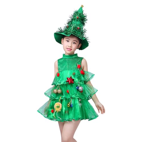 Weihnachtsbaum-Outfit für Kinder, Cosplay, grünes, ärmelloses Kleid für kleine Mädchen, Mädchen, Kostüm für Bühnenauftritte, Cosplay Weihnachtsbaum-Outfit für Kinder, Cosplay, grünes, ärmelloses Kleid für kleine Mädchen, Mädchen, Kostüm für Bühnenauftritte, Cosplay von Generic