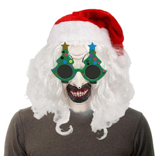 Weihnachtsclown-Kostüm, Cosplay-Weihnachtsmaske | Brillengesichts-Abdeckungs-Set | Zubehör, Horrorzubehör, Cosplay-Kostüm-Zubehör, Spiele von Generic