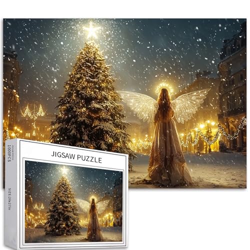 Weihnachtsengel-Puzzle, 1000-teiliges Puzzle für Erwachsene und Anfänger, Weihnachtsbaum-Puzzle, herausfordernde Familienaktivitätsspiele, buntes Bastelpuzzle für Heimdekoration, Geschenke, 68 x 50 cm Weihnachtsengel-Puzzle, 1000-teiliges Puzzle für Erwachsene und Anfänger, Weihnachtsbaum-Puzzle, herausfordernde Familienaktivitätsspiele, buntes Bastelpuzzle für Heimdekoration, Geschenke, 68 x 50 cm von Generic