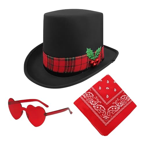 Weihnachtshut, Weihnachtsmannhut, Cosplay-Hut, Westernhut, 3 x Cowgirl-Hut, Herzbrille, Bandana, Vintage, Weihnachts-Partyhut, verstellbar, Zubehör Weihnachtshut, Weihnachtsmannhut, Cosplay-Hut, Westernhut, 3 x Cowgirl-Hut, Herzbrille, Bandana, Vintage, Weihnachts-Partyhut, verstellbar, Zubehör von Generic