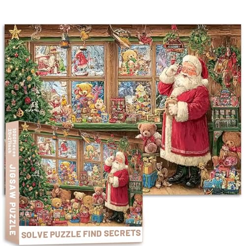 Weihnachtsmann-Teddybären-Puzzle, 1000 Teile, Weihnachtsbaum, Märchenfenster, detaillierte Urlaubskunst, Erwachsene, anspruchsvolle Familienaktivitäten, Spiele, buntes Bastelpuzzle für Heimdekoration Weihnachtsmann-Teddybären-Puzzle, 1000 Teile, Weihnachtsbaum, Märchenfenster, detaillierte Urlaubskunst, Erwachsene, anspruchsvolle Familienaktivitäten, Spiele, buntes Bastelpuzzle für Heimdekoration von Generic