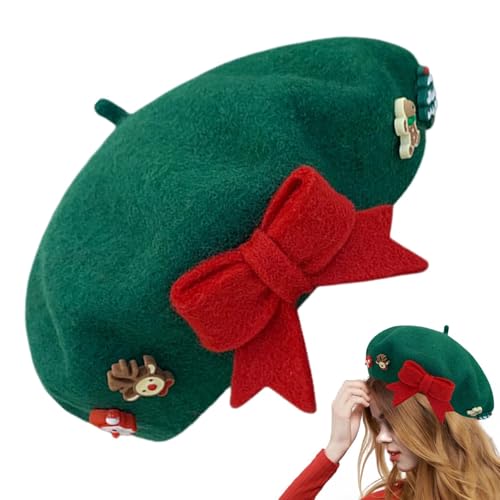 Weihnachtsmütze, Weihnachtsmütze für Damen, französischer Hut aus Wolle, französische Baskenmütze für Damen, elegante Wintermütze für Frauen und Mädchen, dekorative Maler Weihnachtsmütze, Weihnachtsmütze für Damen, französischer Hut aus Wolle, französische Baskenmütze für Damen, elegante Wintermütze für Frauen und Mädchen, dekorative Maler von Generic