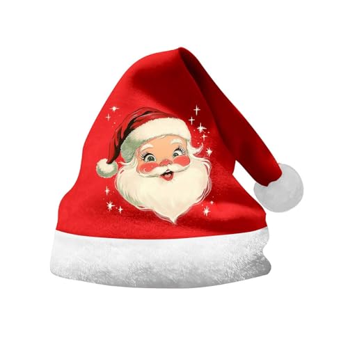 Weihnachtsmuster Mütze Kinderfest Kopfbedeckung Weihnachtsfeier Geschenk Jungen Mädchen Winterhut Ohrenschutz Kinnriemen (1-Watermelon Red, S) von Generic