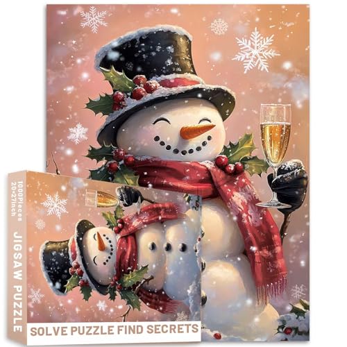 Weihnachtspuzzle, Schneemann, Champagner, Toast, 1000 Teile, Stechpalmen-Schal, pastellrosa Hintergrund, herausfordernde Familienaktivitäten, Spiele, bunt, DIY-Bastelpuzzle für Heimdekoration Weihnachtspuzzle, Schneemann, Champagner, Toast, 1000 Teile, Stechpalmen-Schal, pastellrosa Hintergrund, herausfordernde Familienaktivitäten, Spiele, bunt, DIY-Bastelpuzzle für Heimdekoration von Generic