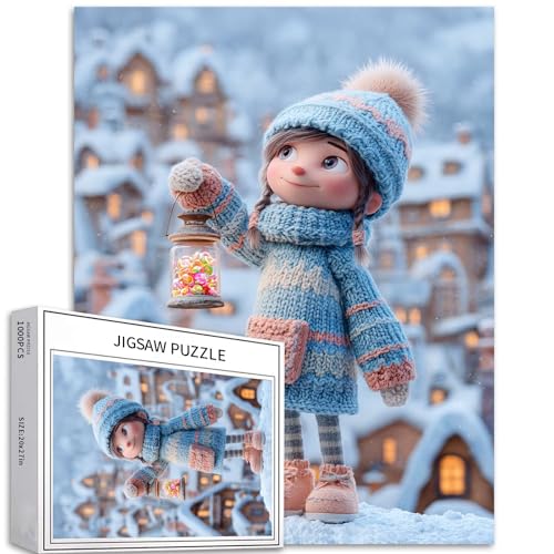Weihnachtspuzzle, kleines Mädchen, 1000 Teile, für Erwachsene, Schneegebirge, Hintergrund, Kunst, Puzzle, anspruchsvolle Familienaktivitäten, buntes Bastelpuzzle für Heimdekoration, Geschenke, 50,8 x Weihnachtspuzzle, kleines Mädchen, 1000 Teile, für Erwachsene, Schneegebirge, Hintergrund, Kunst, Puzzle, anspruchsvolle Familienaktivitäten, buntes Bastelpuzzle für Heimdekoration, Geschenke, 50,8 x von Generic