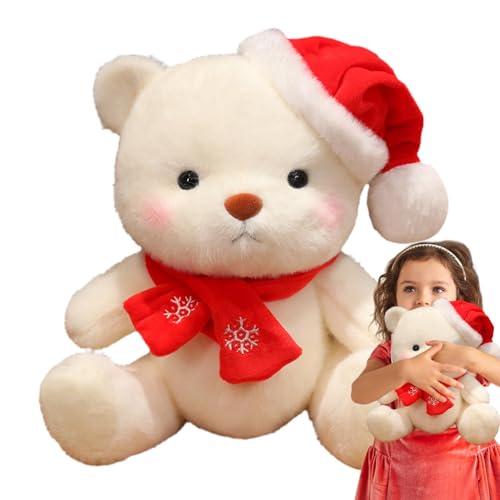 , , Weihnachtsspielzeug mit Weihnachtsmannmütze und Bär, 30 cm, Plüschtier, Heimdekoration, niedliche Plüschpuppe für , Familie von Generic