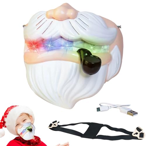 Weihnachtssprachmaske - Santa Kostüm Leuchte Cover, lustiges Feiertagsgesichtspropsspielzeug | LED Sound wechselnde Cosplay -Accessoire, glühende Party Charaktermaske für festliche Shows Events Dressi von Generic