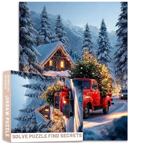 Weihnachtswagen-Puzzle, Tannenwaldlichter, Dekorationen, 1000 Teile, rustikaler Charm, Erwachsene, bunt, DIY-Puzzles für Heimdekoration, Geschenke, Familienpuzzle, perfekt für Spieleabende Weihnachtswagen-Puzzle, Tannenwaldlichter, Dekorationen, 1000 Teile, rustikaler Charm, Erwachsene, bunt, DIY-Puzzles für Heimdekoration, Geschenke, Familienpuzzle, perfekt für Spieleabende von Generic