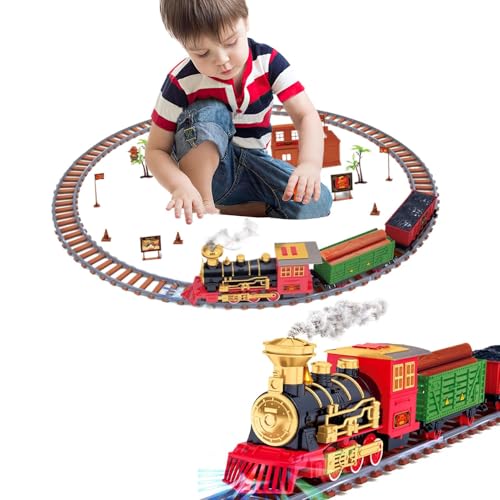 Weihnachtszug-Set, Weihnachtszug-Set für Kleinkinder, elektrische Eisenbahn mit Sound und Lichtern – Miniaturzüge für Kleinkinder, batteriebetriebenes Lokomotiven-Spielset Weihnachtszug-Set, Weihnachtszug-Set für Kleinkinder, elektrische Eisenbahn mit Sound und Lichtern – Miniaturzüge für Kleinkinder, batteriebetriebenes Lokomotiven-Spielset von Generic