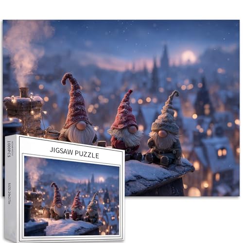 Weihnachtszwerg auf verschneitem Dach, 1000 Teile Puzzle für Erwachsene, Sternenhimmel, Hintergrund, Kunst-Puzzle, bunte DIY-Puzzles für Heimdekoration, Geschenke, Familienpuzzle, perfekt für Weihnachtszwerg auf verschneitem Dach, 1000 Teile Puzzle für Erwachsene, Sternenhimmel, Hintergrund, Kunst-Puzzle, bunte DIY-Puzzles für Heimdekoration, Geschenke, Familienpuzzle, perfekt für von Generic