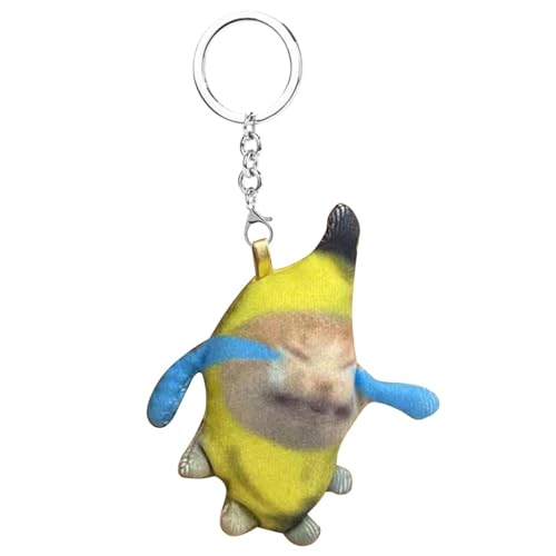 Weinen Bananenkatze -Banana -Katze Stofftier, Bananenpuppenschlüsselkette, Bananenkatze | Plüsch Dekorative Schlüsselbund, Glückliche Süße Neuheit Charme Sound Making Soft Banana Cat Classroom Belohnu von Generic