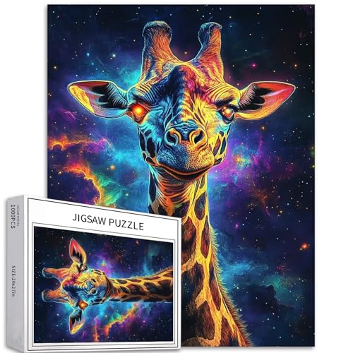 Weltraum-Giraffen-Puzzle, 1000 Teile für Erwachsene, Weltraumtiere, Themenkunst-Puzzle, bunte DIY-Puzzles für Heimdekoration, Geschenke, Familienpuzzle, perfekt für Spielabende, 50,8 x 68,9 cm Weltraum-Giraffen-Puzzle, 1000 Teile für Erwachsene, Weltraumtiere, Themenkunst-Puzzle, bunte DIY-Puzzles für Heimdekoration, Geschenke, Familienpuzzle, perfekt für Spielabende, 50,8 x 68,9 cm von Generic