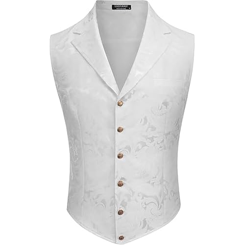 Weste Herren Anzug - Steampunk Anzugweste Herren Gothic Trachtenweste Ärmellose Schwarz Weiß Mittelalter Anzug Weste Viktorianische Hof Gilet Halloween Kostüm Trachtenwesten für Männer Weste Herren Anzug - Steampunk Anzugweste Herren Gothic Trachtenweste Ärmellose Schwarz Weiß Mittelalter Anzug Weste Viktorianische Hof Gilet Halloween Kostüm Trachtenwesten für Männer von Generic