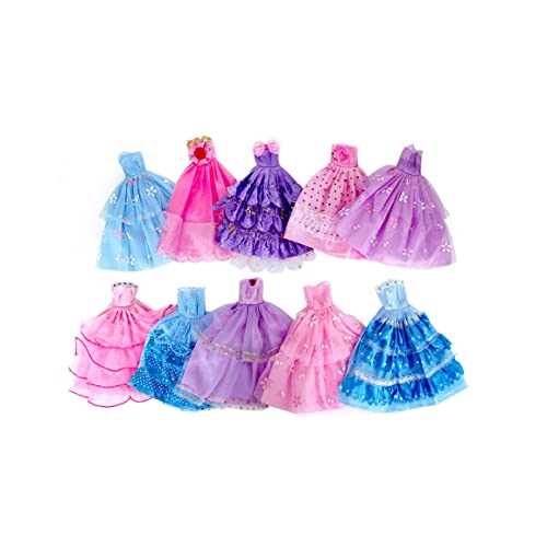 Wichtel Zubehör, Puppenhaus Accessoires, 10 Stück handgefertigte Neuheit Kleid Hochzeitsfeierkleid Kleider für Puppen (zufällige Farbe/Stil) von Generic