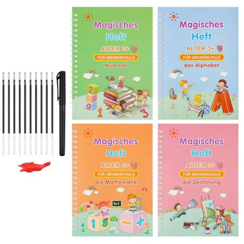 Wiederverwendbares Schreibbuch, Handschriftbuch | Pädagogisches Grooved Writing-Arbeitsbuch,Wiederverwendbares Schreibübungsheft, Briefübungsbücher für Kinder von Generic
