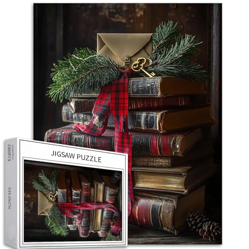 Winterbuchstapel, 1000-teiliges Puzzle für Erwachsene, geheimnisvolle Weihnachtsatmosphäre, Kunst-Puzzle, bunte DIY-Puzzles für Heimdekoration, Geschenke, Familienpuzzle, perfekt für Spielabende, 50 x Winterbuchstapel, 1000-teiliges Puzzle für Erwachsene, geheimnisvolle Weihnachtsatmosphäre, Kunst-Puzzle, bunte DIY-Puzzles für Heimdekoration, Geschenke, Familienpuzzle, perfekt für Spielabende, 50 x von Generic