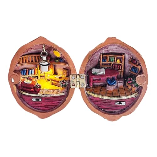 Winzige Welt In Walnüssen - Miniatur - Walnut Library House | Harznussgeheimnis 3D -Szene, Puppenhausdekoration, Bastelkit Für Erwachsene von Generic