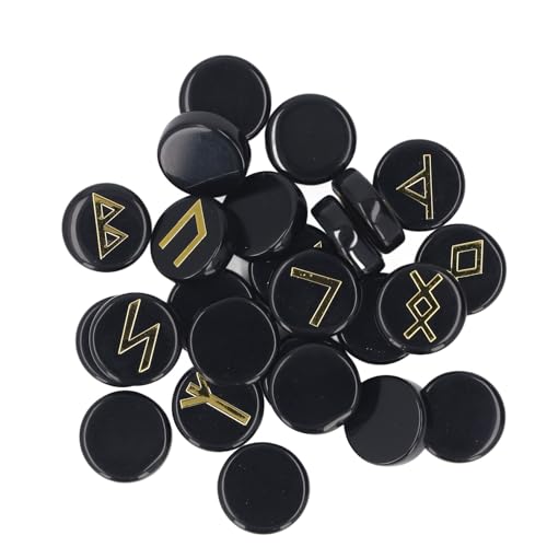 Witchcraft Rune Stones, Exquisites 25 -pcs -vielseitige Jungfrau -Skript Glänzend Runenstein für Anfänger für die Meditation (Black) von Generic