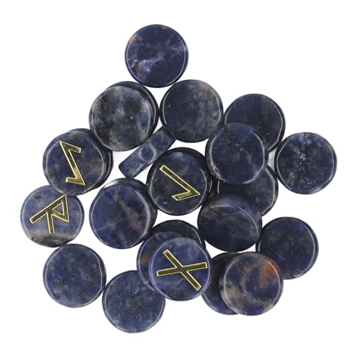 Witchcraft Rune Stones, Exquisites 25 -pcs -vielseitige Jungfrau -Skript Glänzend Runenstein für Anfänger für die Meditation (Blauer Streifen) von Generic