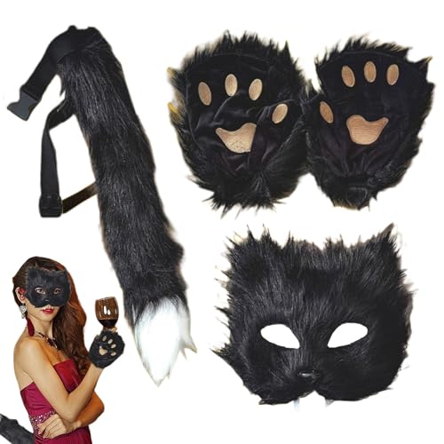Wolfsmask mit Leder – Halbgesicht-Tiermaske, Halloween-Handschuhe für Cosplay, Katzen-Gesichtsabdeckung, lustiges Kostüm für Maskenbälle, Motto Party Stage, Auftritte, Rollenspiel Wolfsmask mit Leder – Halbgesicht-Tiermaske, Halloween-Handschuhe für Cosplay, Katzen-Gesichtsabdeckung, lustiges Kostüm für Maskenbälle, Motto Party Stage, Auftritte, Rollenspiel von Generic