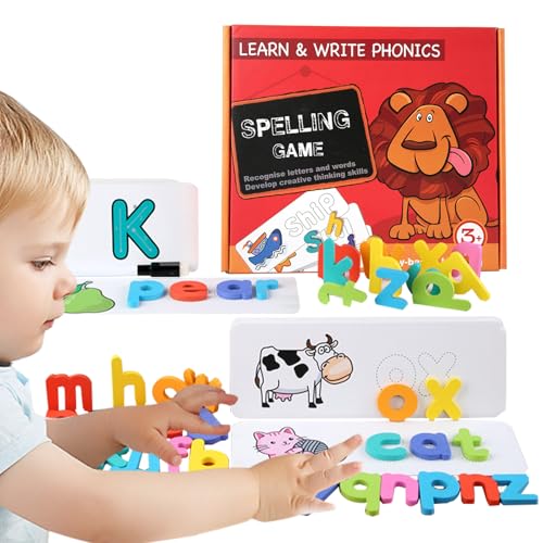 Wortschreibspiele für Kinder, Spielzeug für Zaubersprüche aus Holz, Alphabet-Buchstaben, passende Flash-Karten, Spielzeug, Lernkarten, Lernaktivitäten Reutili Wortschreibspiele für Kinder, Spielzeug für Zaubersprüche aus Holz, Alphabet-Buchstaben, passende Flash-Karten, Spielzeug, Lernkarten, Lernaktivitäten Reutili von Generic