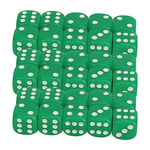 Würfel -Kit, Weiße Zahlen, die Feine Punkte Beenden Mehrere Würfel 30pcs 6 Seiten für Brettspiele (Green) von Generic