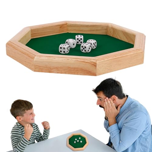 Würfelrolltablett, achteckige Holzwürfel, rollende Box, tragbare Würfeltabletts für Familienfeiern, Reisen, Thanksgiving, Weihnachten Würfelrolltablett, achteckige Holzwürfel, rollende Box, tragbare Würfeltabletts für Familienfeiern, Reisen, Thanksgiving, Weihnachten von Generic