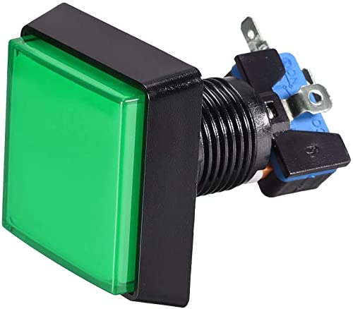 XYWHPGV Spieltaster 50x50 Quadratischer 12V LED-beleuchteter Drucktaster mit Mikroschalter für Arcade-Videospiele Grün 1 Stück(d5629 38b5f dd37d d51f8 b24d8 562fb von Generic