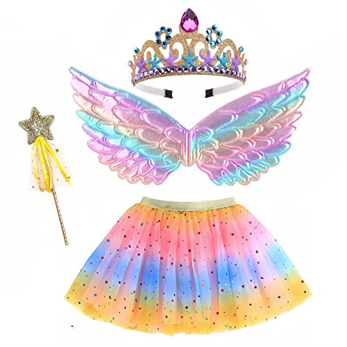 ZJstyle Kinder Fancy Dress Mädchen Fee Kostüm Set Prinzessin Tutu Rock Fee Magie Schmetterling Flügel Kostüm Prinzessin Fee Outfit mit Flügeln, Stirnband & Tutu Fee Set für 3-8 Jahre Mädchen ZJstyle Kinder Fancy Dress Mädchen Fee Kostüm Set Prinzessin Tutu Rock Fee Magie Schmetterling Flügel Kostüm Prinzessin Fee Outfit mit Flügeln, Stirnband & Tutu Fee Set für 3-8 Jahre Mädchen von Generic