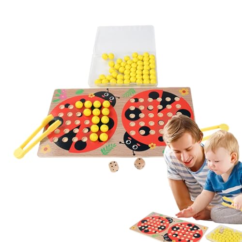 Zähl-Marienkäfer aus Holz für Kinder, Mathe-Zähltafel, Montessori-Brett - Puzzle-Perlen-Zählbrett-Spielzeug,Montessori-Lernpuzzle, Clip-Perlen-Matching-Spiel für Kinder ab 3 Jahren von Generic