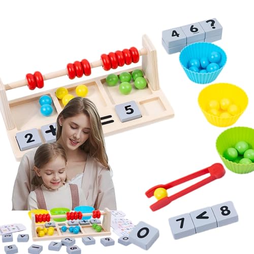 Zählen von Perlen, digitaler Abakus, Spielzeug zum Zählen von Vorschule – Holzblöcke für Kleinkinder, Kindergartenspielzeug, verschiedene Spiele zum Sortieren von Farben für mehr als 36 Moi von Generic