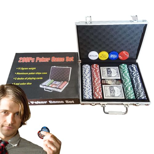 Zählzähler Pokerchips, professionelles Pokerchips, Poker-Set, langlebiges Chip-Set mit Aluminium-Tragetasche für Texas Hold'em, Blackjack, Kartennächte, Spielzimmer, Club-Events Zählzähler Pokerchips, professionelles Pokerchips, Poker-Set, langlebiges Chip-Set mit Aluminium-Tragetasche für Texas Hold'em, Blackjack, Kartennächte, Spielzimmer, Club-Events von Generic