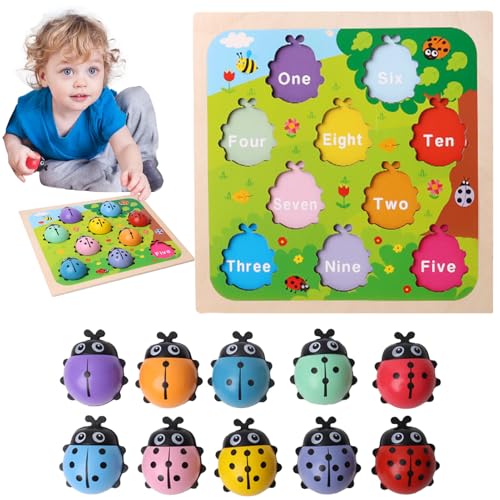 Zahlen-Lernspiele – 1-10 Holz-Marienkäfer-Zählspiel, Vorschul-Mathe-Brettspiel | Interaktives -Zahlenspiel zur Förderung von Zählfähigkeit, Zahlenverständnis, Lernspaß für Zuhause oder Kinde von Generic