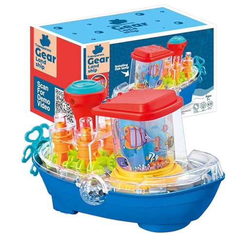 Zahnrad-Auto-Spielzeug, Getriebefahrzeuge leuchten auf, transparentes elektrisches Dampfschiff, Spielzeug für Kleinkinder im Auto Bump and Go mit Musik und coolen Lichtern Zahnrad-Auto-Spielzeug, Getriebefahrzeuge leuchten auf, transparentes elektrisches Dampfschiff, Spielzeug für Kleinkinder im Auto Bump and Go mit Musik und coolen Lichtern von Generic
