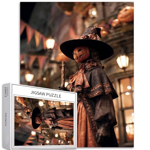 Zauberer Vogelscheuche Puzzle für Erwachsene, Halloween-Stil, Kunst-Puzzle, bunt, DIY-Puzzle, Heimdekoration, Geschenke, Familienpuzzle, perfekt für Spielabende, 50 x 70 cm, 1000 Teile von Generic