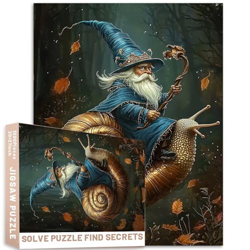 Zauberer Zwergschnecken-Puzzle, Fantasie-Buchkunst, 68,6 x 50,8 cm, skurrilen dunklen Wald, Vektor-Illustration, anspruchsvolle Familienaktivitäten, bunt, DIY-Bastelpuzzle für Heimdekoration Zauberer Zwergschnecken-Puzzle, Fantasie-Buchkunst, 68,6 x 50,8 cm, skurrilen dunklen Wald, Vektor-Illustration, anspruchsvolle Familienaktivitäten, bunt, DIY-Bastelpuzzle für Heimdekoration von Generic