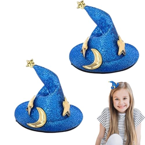 Zaubererhut Clip Halloween Haarnadel - 2 Haarklammern mit Zaubererhut Halloween - Wiederverwendbare glänzende Haarklammer für Hut Stern und Mond Zaubererhut Clip Halloween Haarnadel - 2 Haarklammern mit Zaubererhut Halloween - Wiederverwendbare glänzende Haarklammer für Hut Stern und Mond von Generic