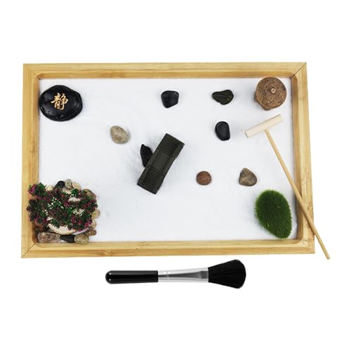 Zen-Gartentisch – Zen-Garten-Sand-Set | Meditations-Sandtablett, Zen-Garten, Rechenwerkzeug für 3 Sandsäcke für die Dekoration von Haus, Büro, Zuhause von Generic