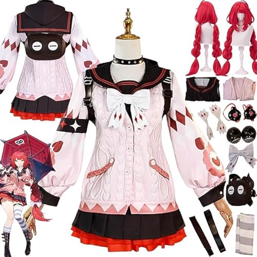 Zenless Zone Zero Ukinami Yuzuha Cosplay Kostüm Outfit Spiel Charakter Uniform Komplettes Set Halloween Party Karneval Dress Up Anzug mit Perücke Rucksack für Frauen von Generic
